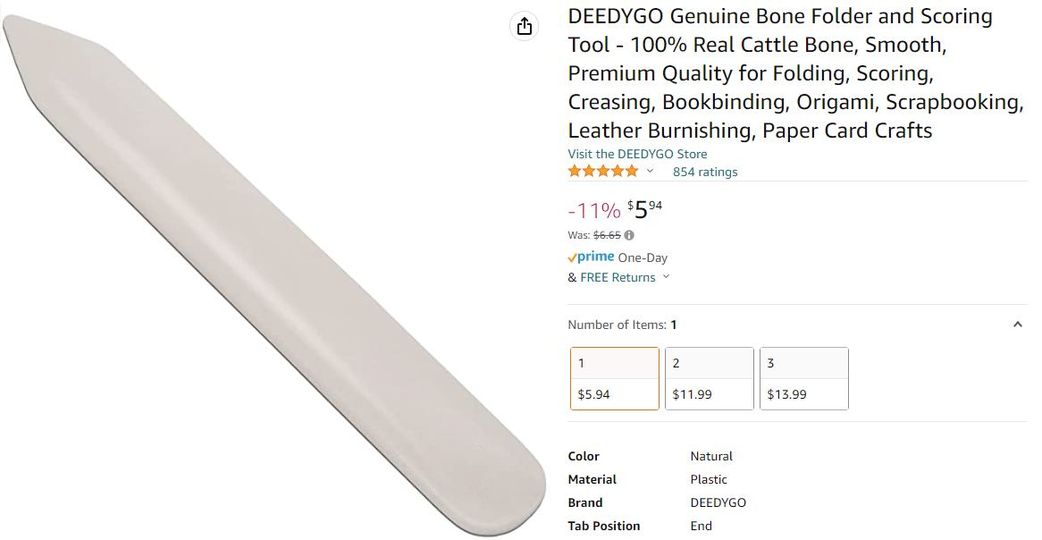SVG Tuts | Bone Folder and Scoring Tool - 100% Real Cattle Bone