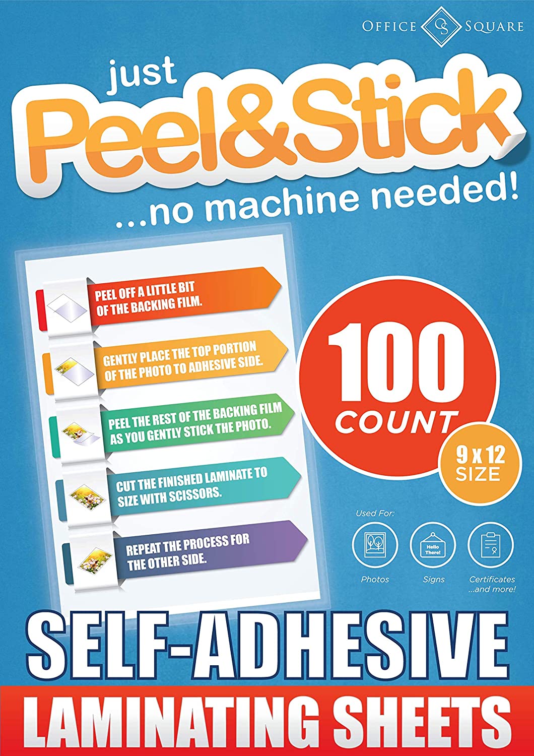 SVG Tuts | Office Square Peel & Stick Self-Adhesive Laminating Sheets