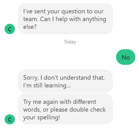 SVG Tuts | Cricut chat bot not understanding the word no.