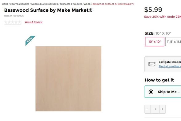 SVG Tuts | Basswood Surface by Make Market® 10" x 10"