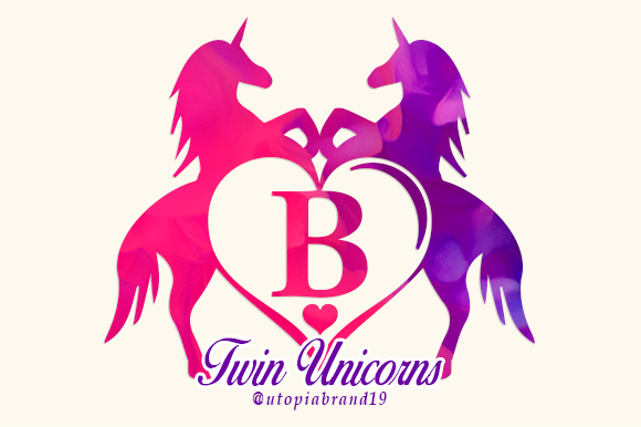 SVG Tuts | Creative Fabrica | Twin Unicorns and Heart Monogram Font by utopiabrand19