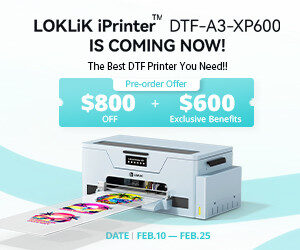 HTVRONT LOKLiK iPrinter DTF-A3-XP600 is now available. Buy now to enjoy more discounts, check it out now!